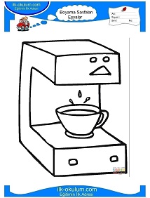 Çocuklar İçin Kahve-Makinesi Boyama Sayfaları 